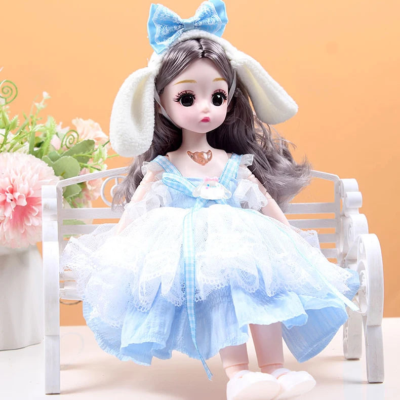 30CM Movable Joint Doll Girl Dress Up DIY Toys Cute Safety Baby Doll Babies