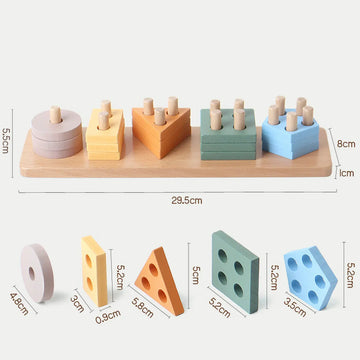 Montessori Toys For 3- 6 Year Old Boys Girls-Wooden Sorting & Stacking Toys