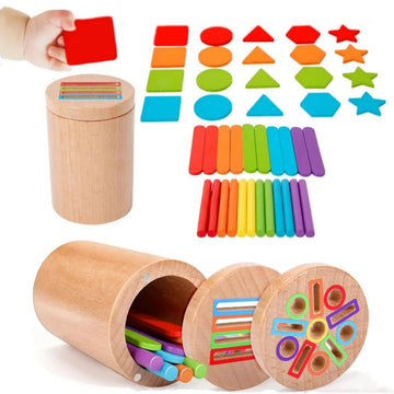 Montessori Toys for Toddlers Wooden 3 in 1 Color Sort Cup Early Educational Toy