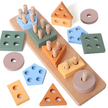 Montessori Toys For 3- 6 Year Old Boys Girls-Wooden Sorting & Stacking Toys