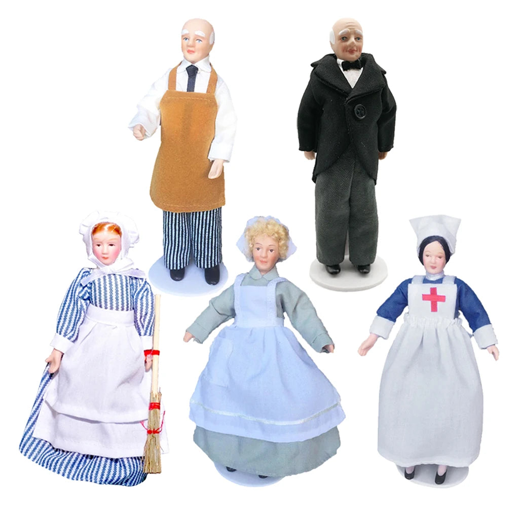 1/12 Dollhouse Miniature Porcelain Doll People Model Beautiful Boy Girl Decor