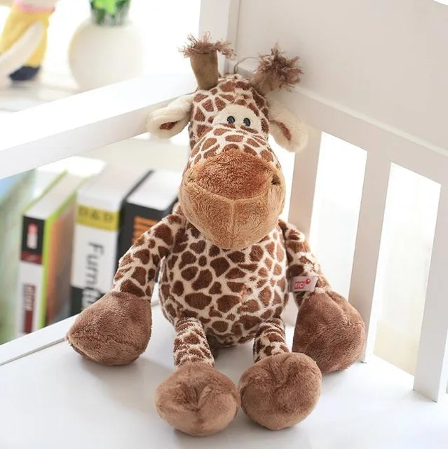 25cm Cute Jungle Animal Plush Toys Stuffed Lion Elephant Giraffe Monkey
