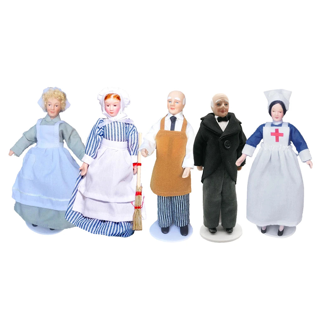 1/12 Dollhouse Miniature Porcelain Doll People Model Beautiful Boy Girl Decor