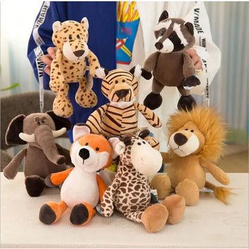 25CM Jungle Animal Plush Toys Plush Dog Zebra Elephant Lion Fox Giraffe