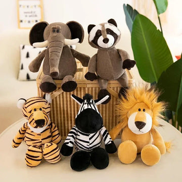 25CM Jungle Animal Plush Toys Plush Dog Zebra Elephant Lion Fox Giraffe