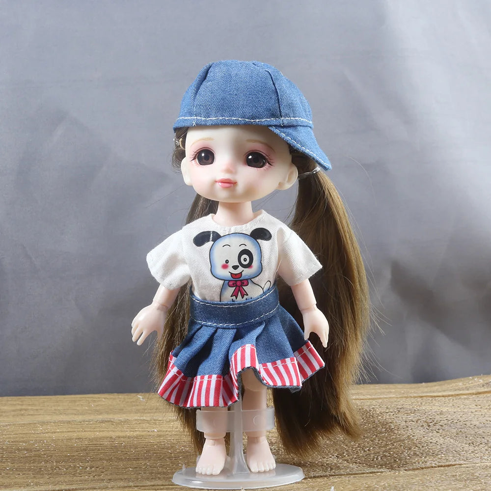 16cm BJD Doll Full Set 13 Moveable Joint Dolls Cartoon Dress Bjd Toy
