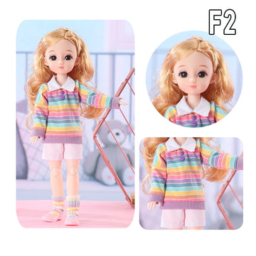 12 Inch 30cm 1/6 Girl Bjd Dolls with Clothes Skirt Hat Headdress Dress Up DIY Toys Dollhouse