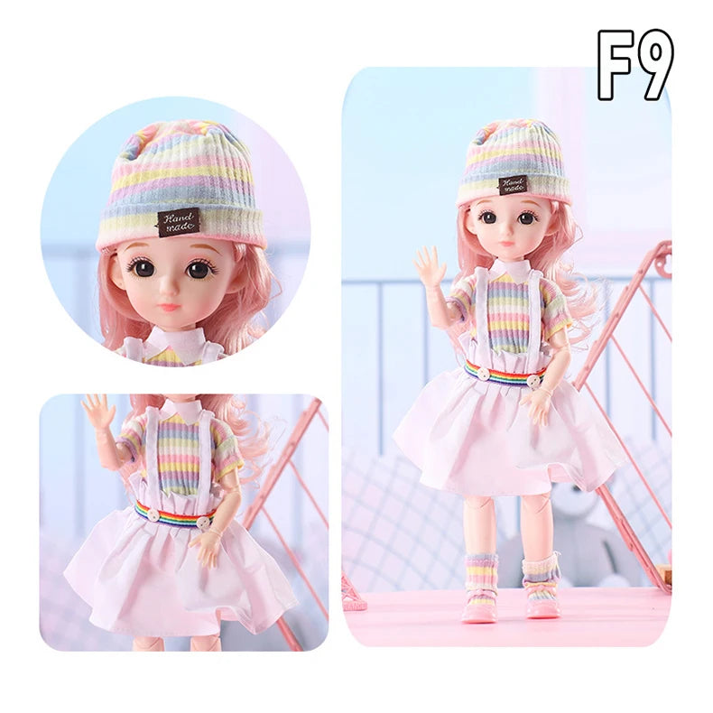 12 Inch 30cm 1/6 Girl Bjd Dolls with Clothes Skirt Hat Headdress Dress Up DIY Toys Dollhouse