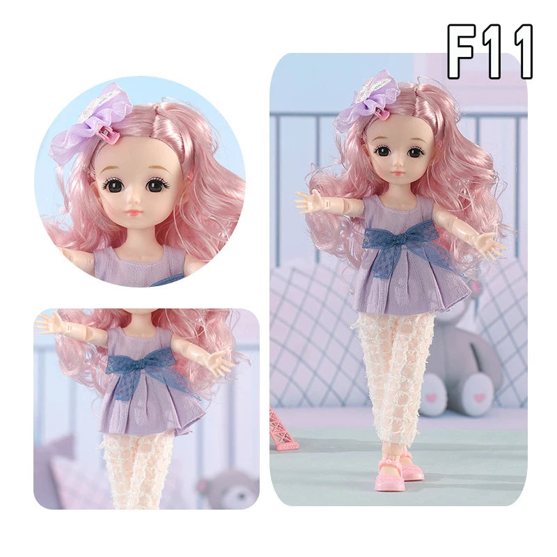 12 Inch 30cm 1/6 Girl Bjd Dolls with Clothes Skirt Hat Headdress Dress Up DIY Toys Dollhouse