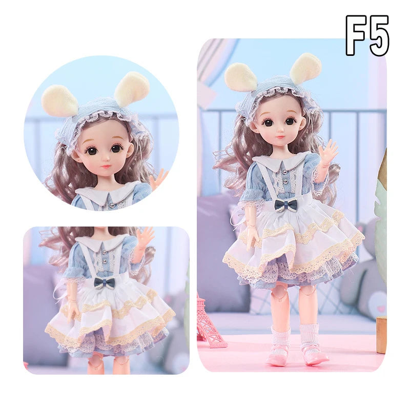 12 Inch 30cm 1/6 Girl Bjd Dolls with Clothes Skirt Hat Headdress Dress Up DIY Toys Dollhouse