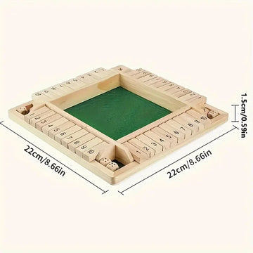 Classic 4 Sided Wooden Board Game With 2 Dice And Shut-The-Box