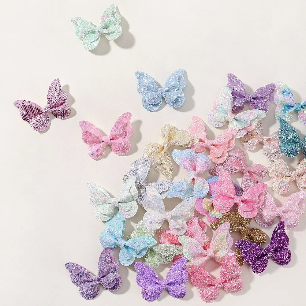 2/4/5Pcs Girls Cute Sequins Double Butterfly Hair Clip Bow Hairpins DIY Headwear Bow Decor Hairgrip Toddler Hair Accessories