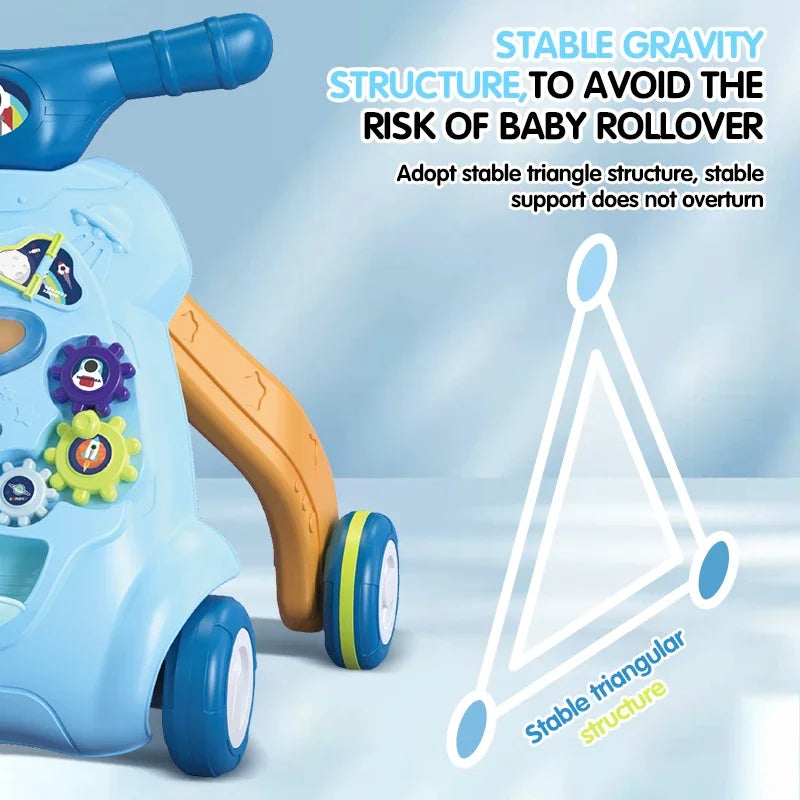 Toddler Toys Hand Push Music Walker Early Educational Electric Lighting Trolley