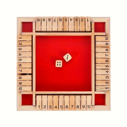 Classic 4 Sided Wooden Board Game With 2 Dice And Shut-The-Box