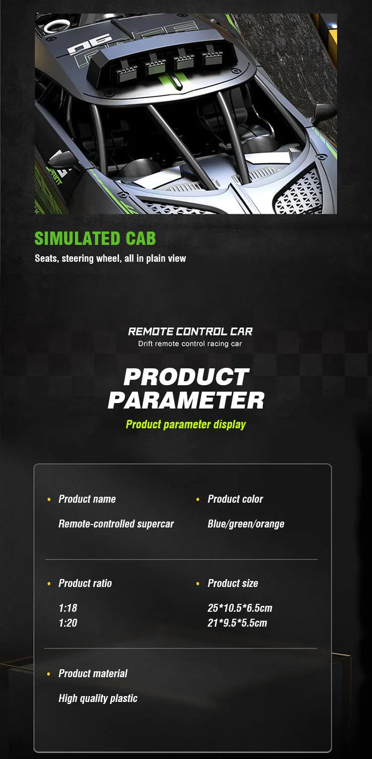 4Ch High-Speed Remote Control Car with Electric Sportscar Vehicle Model