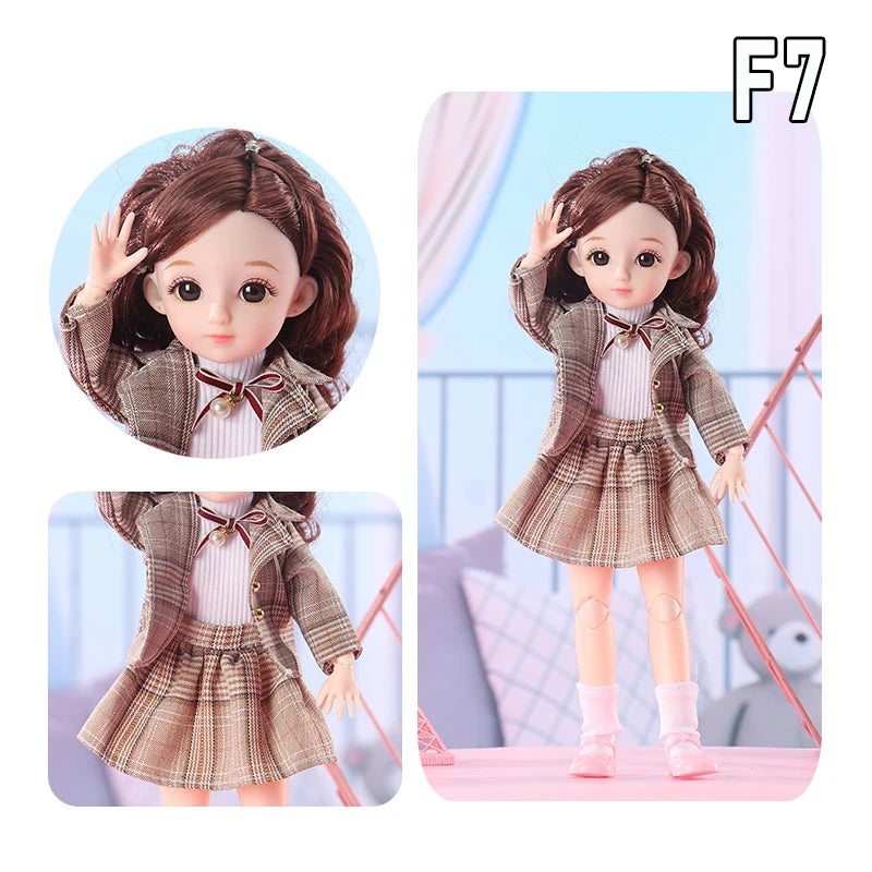 12 Inch 30cm 1/6 Girl Bjd Dolls with Clothes Skirt Hat Headdress Dress Up DIY Toys Dollhouse