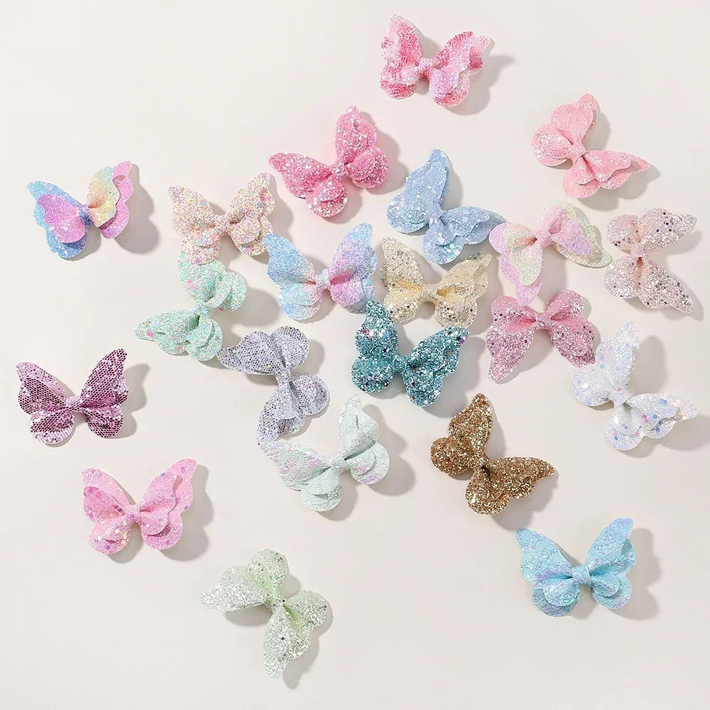 2/4/5Pcs Girls Cute Sequins Double Butterfly Hair Clip Bow Hairpins DIY Headwear Bow Decor Hairgrip Toddler Hair Accessories