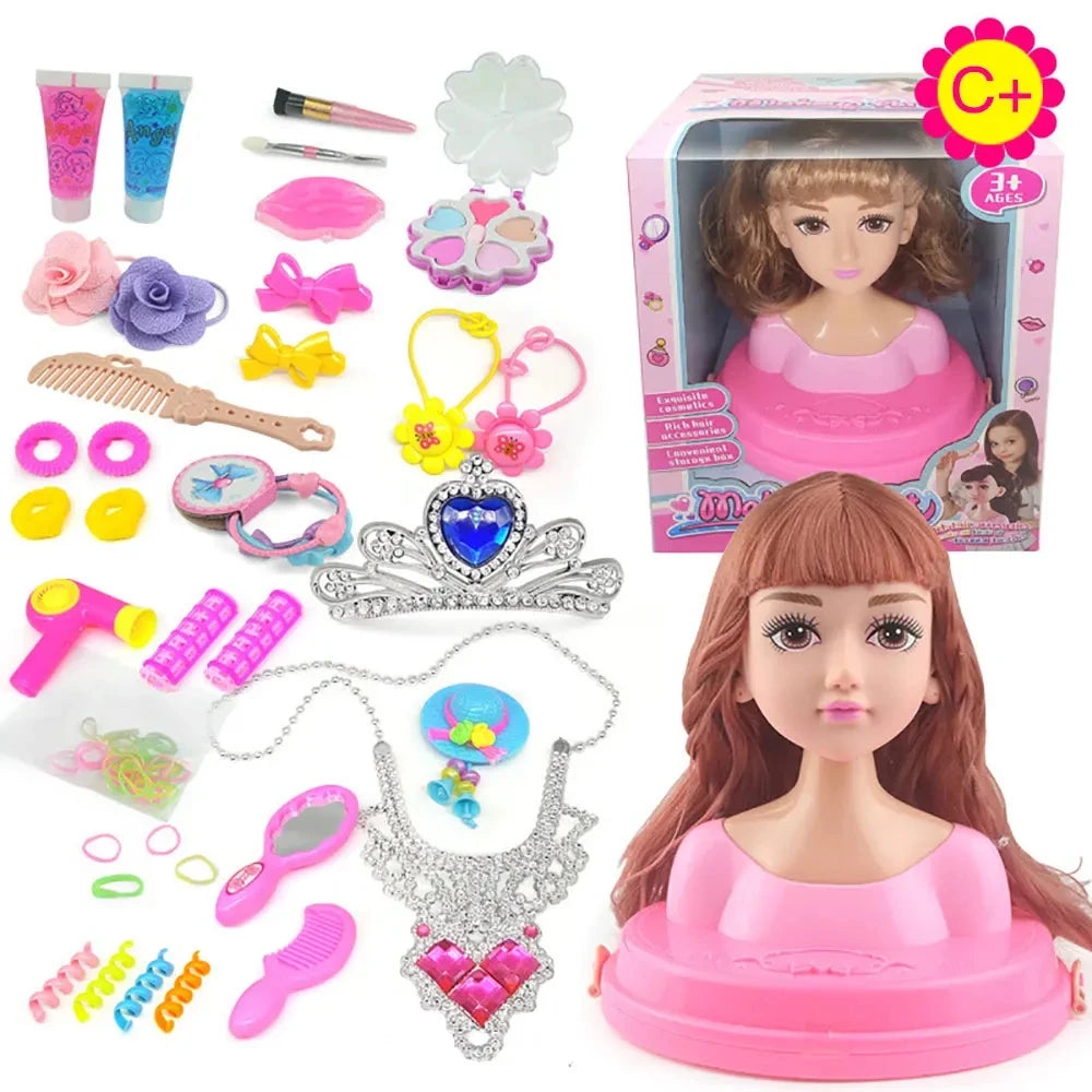 Dolls Styling Head Makeup Comb Hair Toy Doll Set Pretend Play Princess