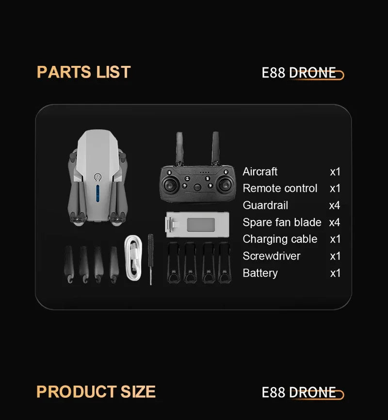 Professional mini remote control drone with E88 4k HD aerial camera