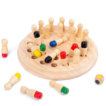 Kids Wooden Memory Match Stick Chess Fun Color Board Game