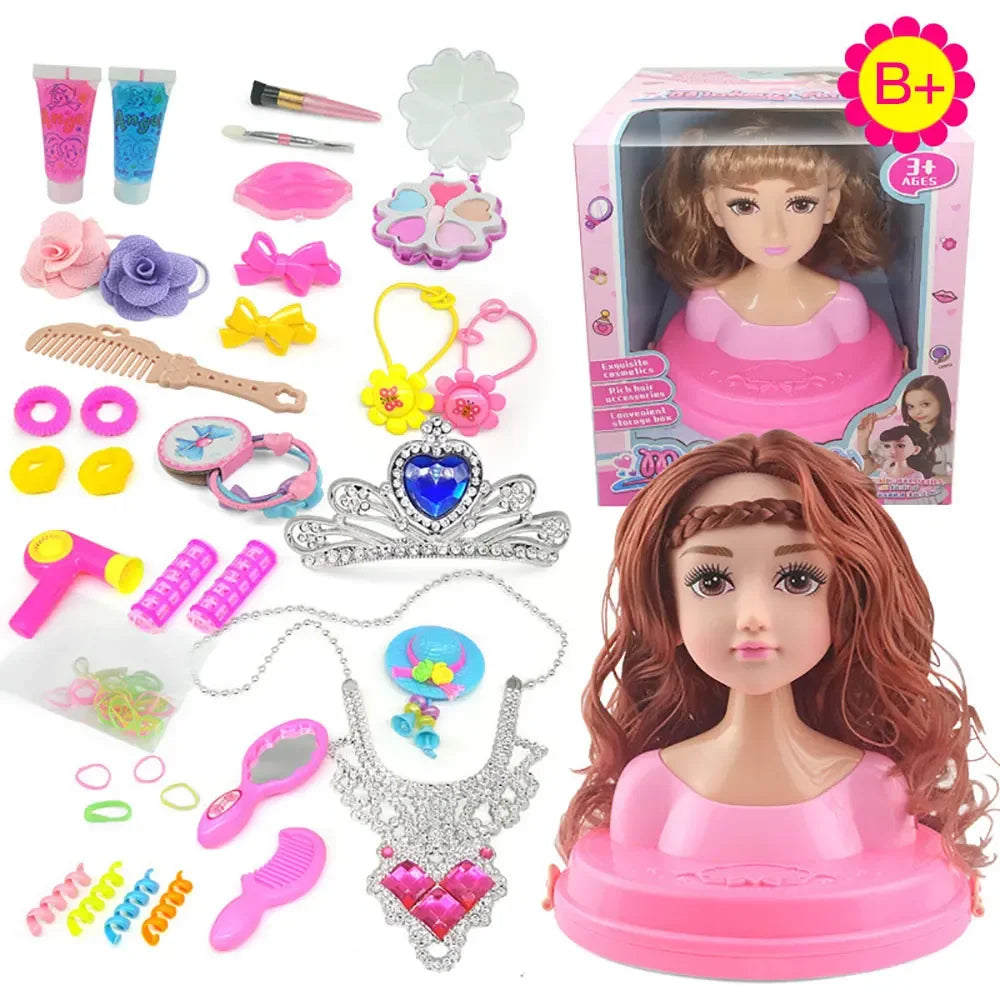Dolls Styling Head Makeup Comb Hair Toy Doll Set Pretend Play Princess