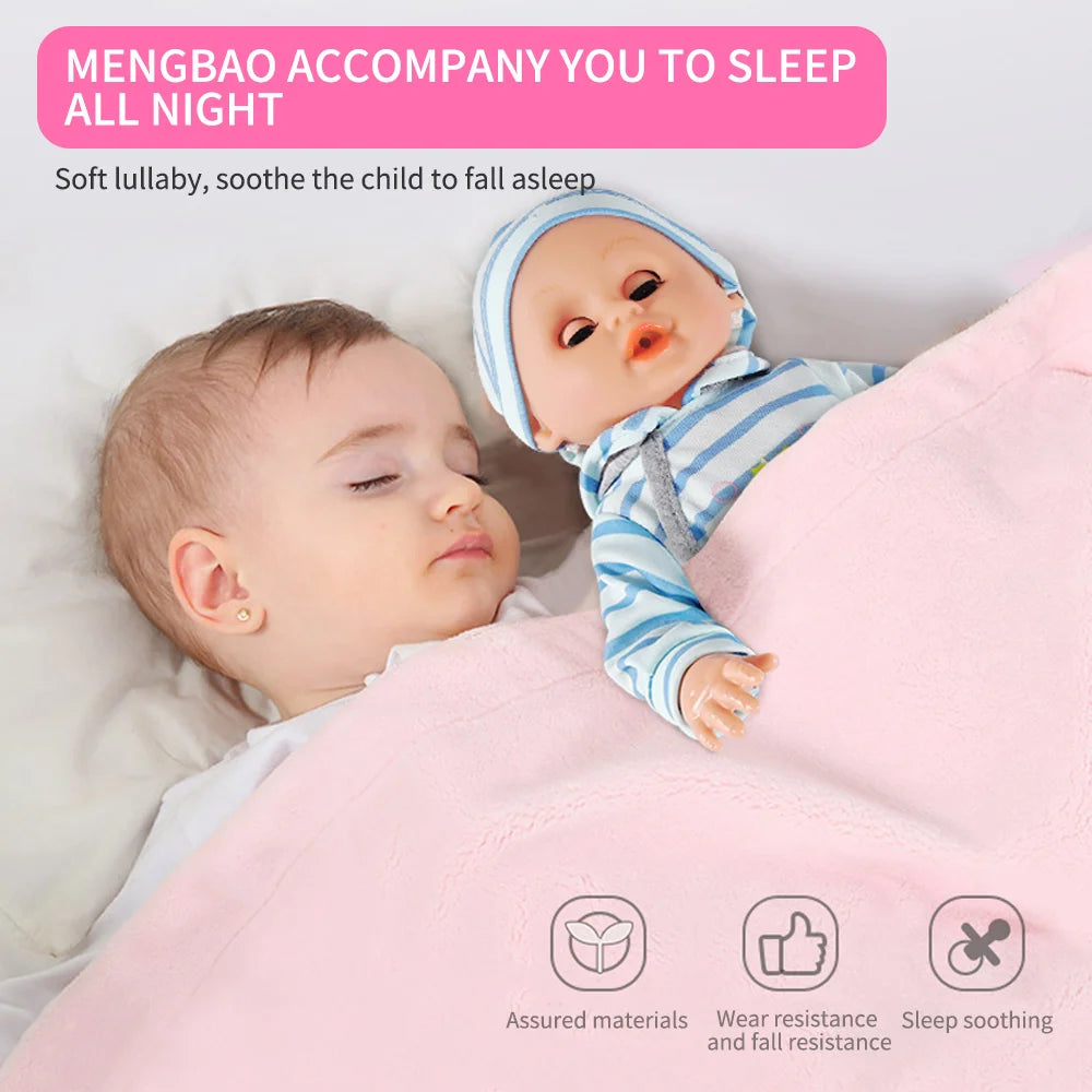 Simulation Doll Can Talk and Blink, Intelligent Sound, Feeding Baby, Soothing Sleep Doll