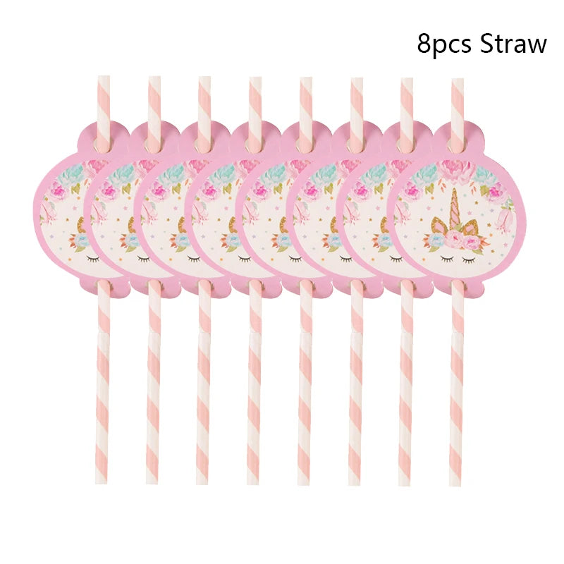 Unicorn Plate Napkin Cups Unicorn Party Supplies Balloons Kids Birthday Party Decoration Baby Shower Girl Kid Birthday Supplies