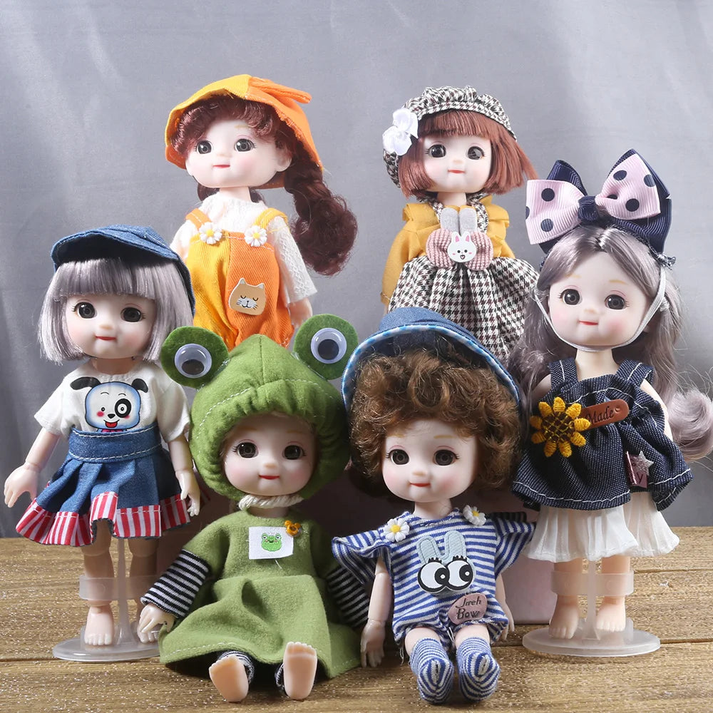 16cm BJD Doll Full Set 13 Moveable Joint Dolls Cartoon Dress Bjd Toy