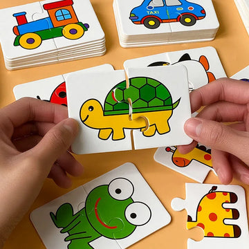 Early Montessori Education Puzzle Toys, Jigsaw Animal Color Shape cards