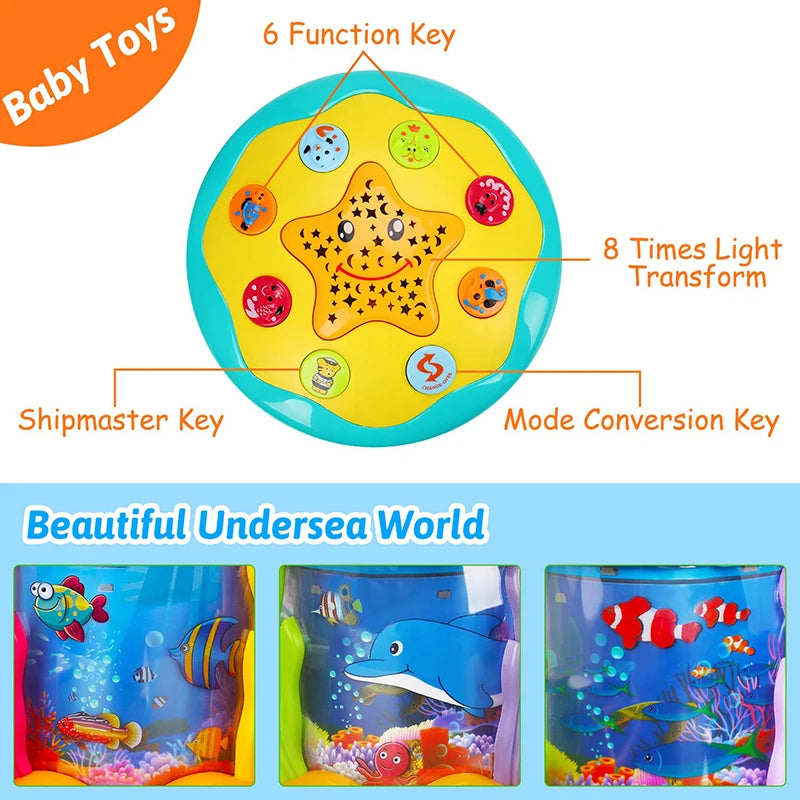 Baby Toys 1-3 Years Babies Ocean Light Rotary Projector Musical Toys Montessori Early Educational Sensory Toys