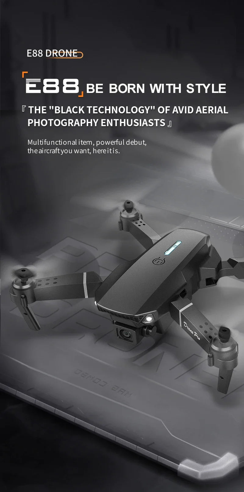 Professional mini remote control drone with E88 4k HD aerial camera