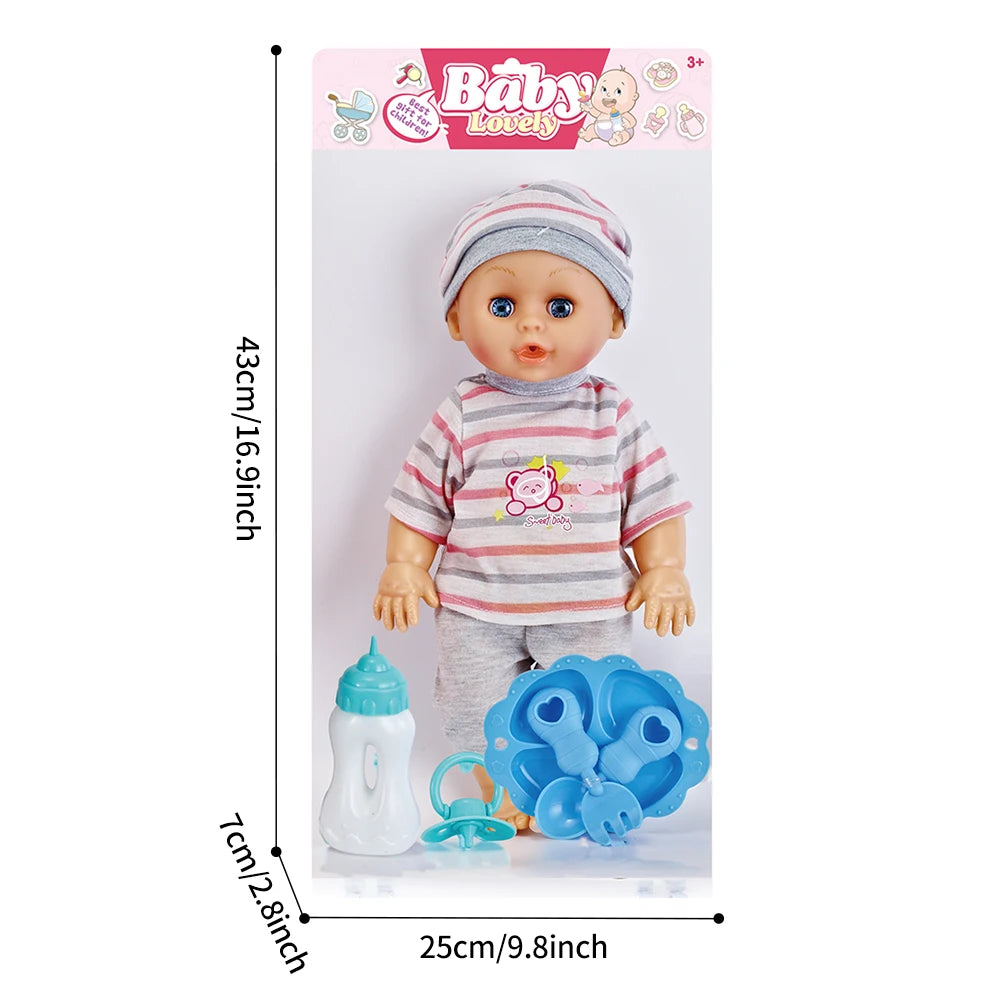 Simulation Doll Can Talk and Blink, Intelligent Sound, Feeding Baby, Soothing Sleep Doll