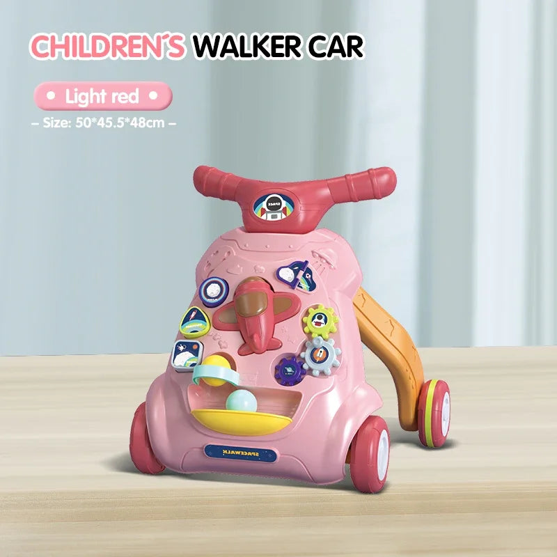 Toddler Toys Hand Push Music Walker Early Educational Electric Lighting Trolley