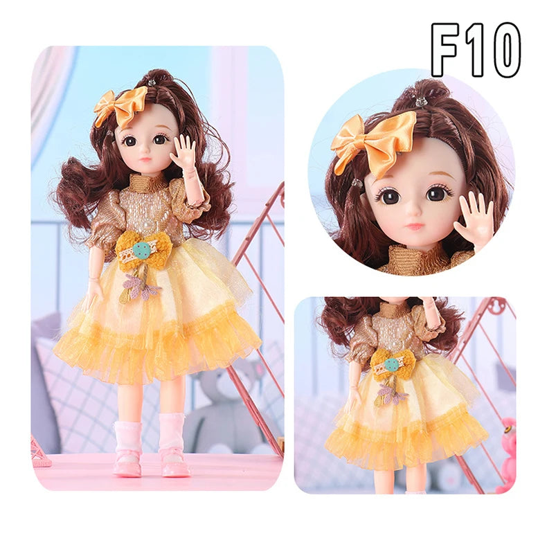 12 Inch 30cm 1/6 Girl Bjd Dolls with Clothes Skirt Hat Headdress Dress Up DIY Toys Dollhouse