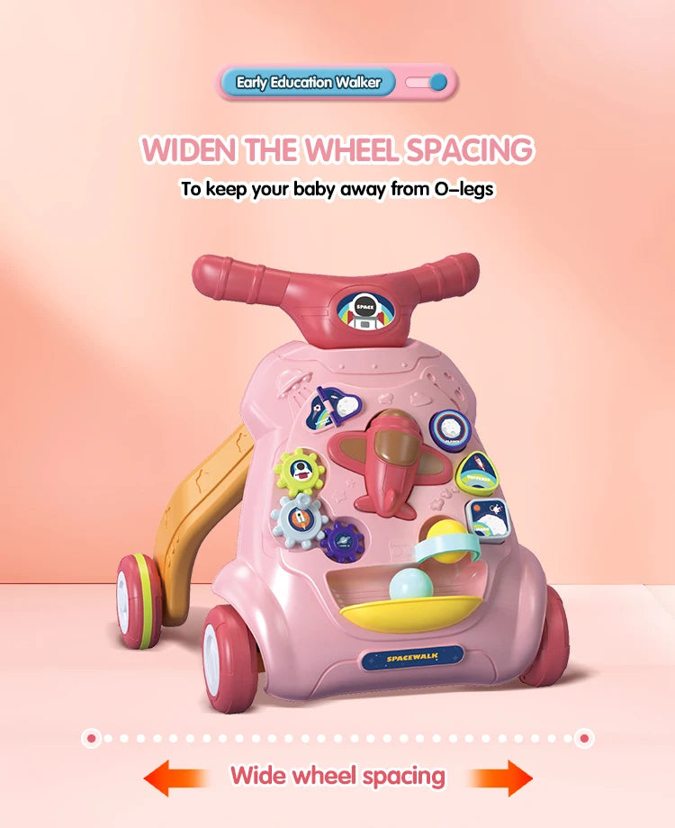 Toddler Toys Hand Push Music Walker Early Educational Electric Lighting Trolley