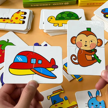 Early Montessori Education Puzzle Toys, Jigsaw Animal Color Shape cards