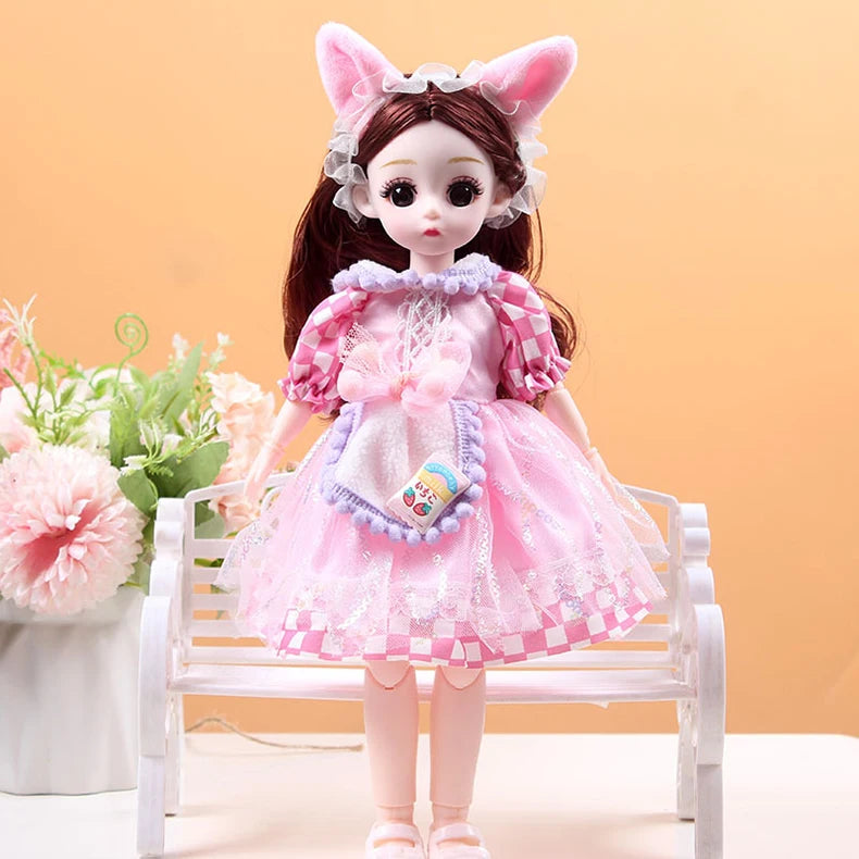30CM Movable Joint Doll Girl Dress Up DIY Toys Cute Safety Baby Doll Babies