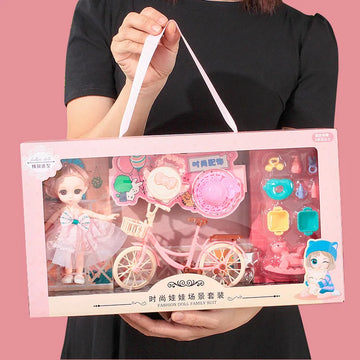 Toys BJD Doll for Girls Gifts Princess Bag Pet Shop Bicycle Joint Movable Full Set