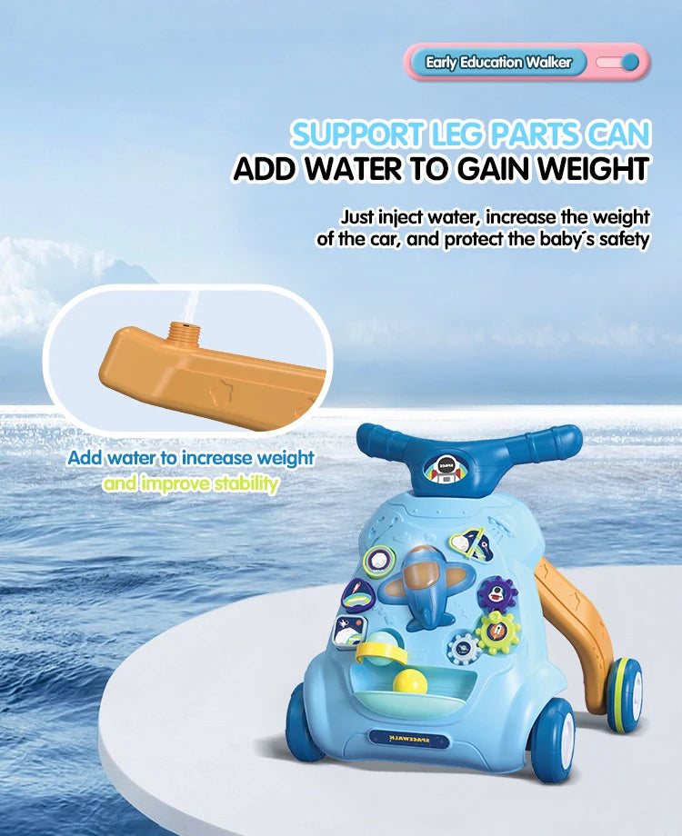 Toddler Toys Hand Push Music Walker Early Educational Electric Lighting Trolley