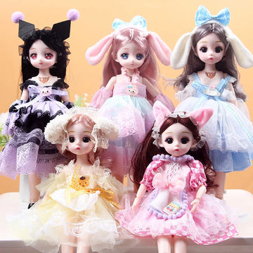 30CM Movable Joint Doll Girl Dress Up DIY Toys Cute Safety Baby Doll Babies