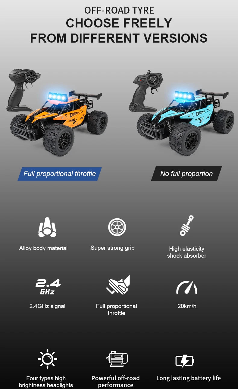 1:16 2.4G 20km/H Model With LED Lights 2wd Off-Road Remote Control car