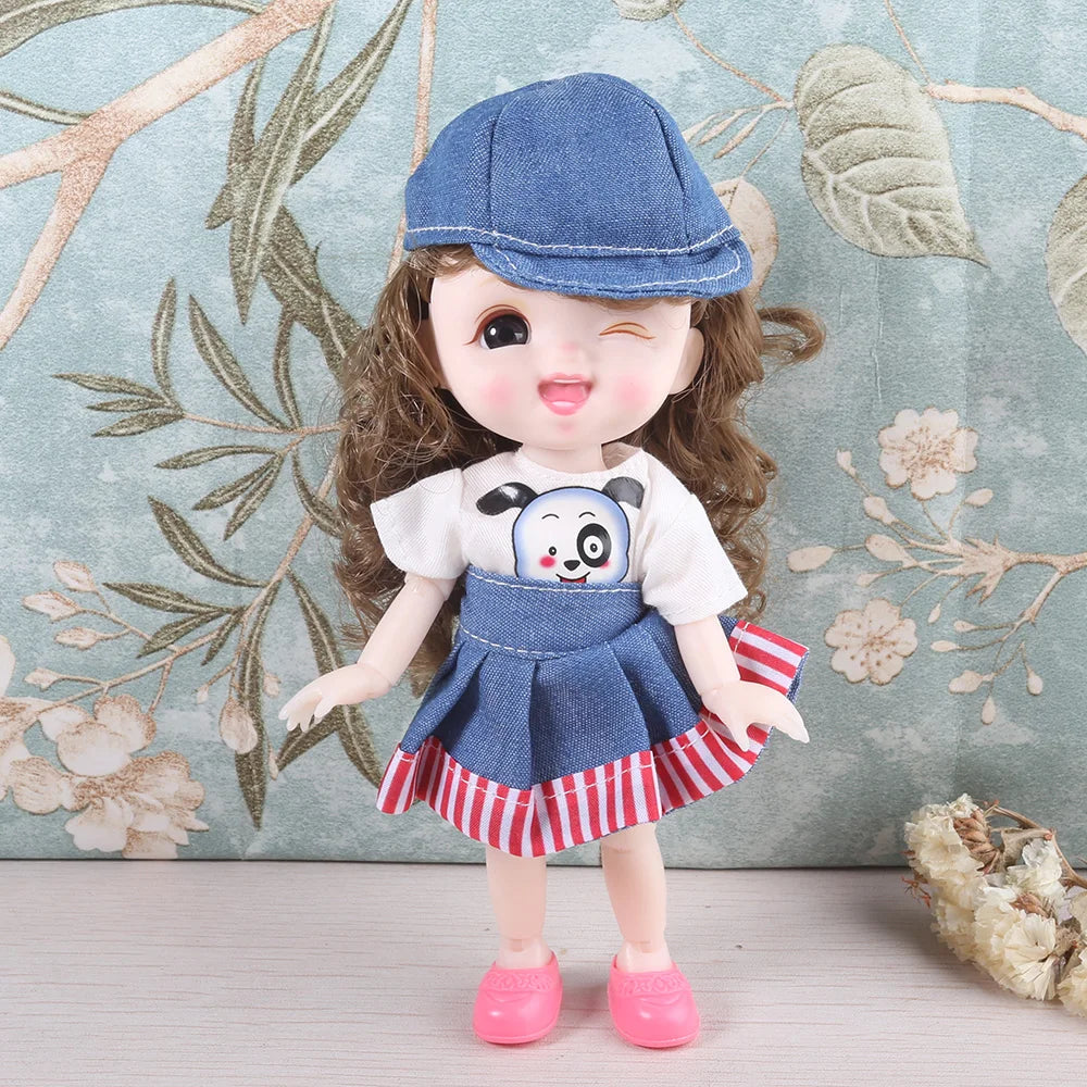 16cm BJD Doll Full Set 13 Moveable Joint Dolls Cartoon Dress Bjd Toy