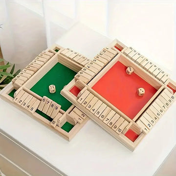 Classic 4 Sided Wooden Board Game With 2 Dice And Shut-The-Box