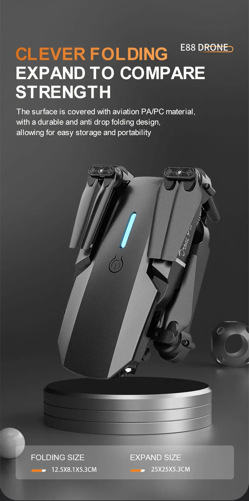 Professional mini remote control drone with E88 4k HD aerial camera