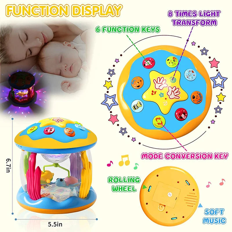 Baby Toys 1-3 Years Babies Ocean Light Rotary Projector Musical Toys Montessori Early Educational Sensory Toys