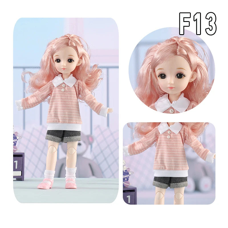 12 Inch 30cm 1/6 Girl Bjd Dolls with Clothes Skirt Hat Headdress Dress Up DIY Toys Dollhouse