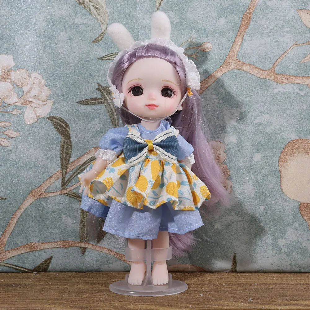 16cm BJD Doll Full Set 13 Moveable Joint Dolls Cartoon Dress Bjd Toy
