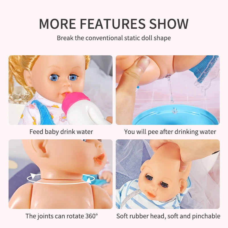 Simulation Doll Can Talk and Blink, Intelligent Sound, Feeding Baby, Soothing Sleep Doll