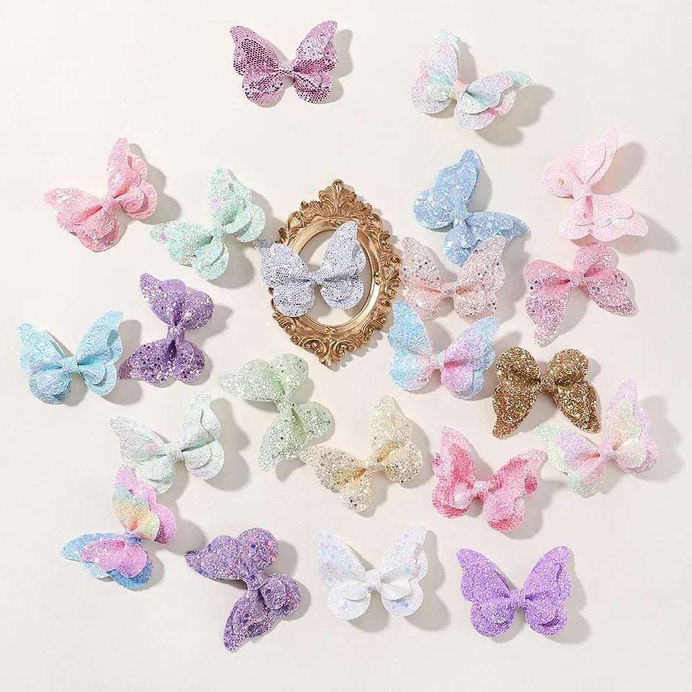 2/4/5Pcs Girls Cute Sequins Double Butterfly Hair Clip Bow Hairpins DIY Headwear Bow Decor Hairgrip Toddler Hair Accessories