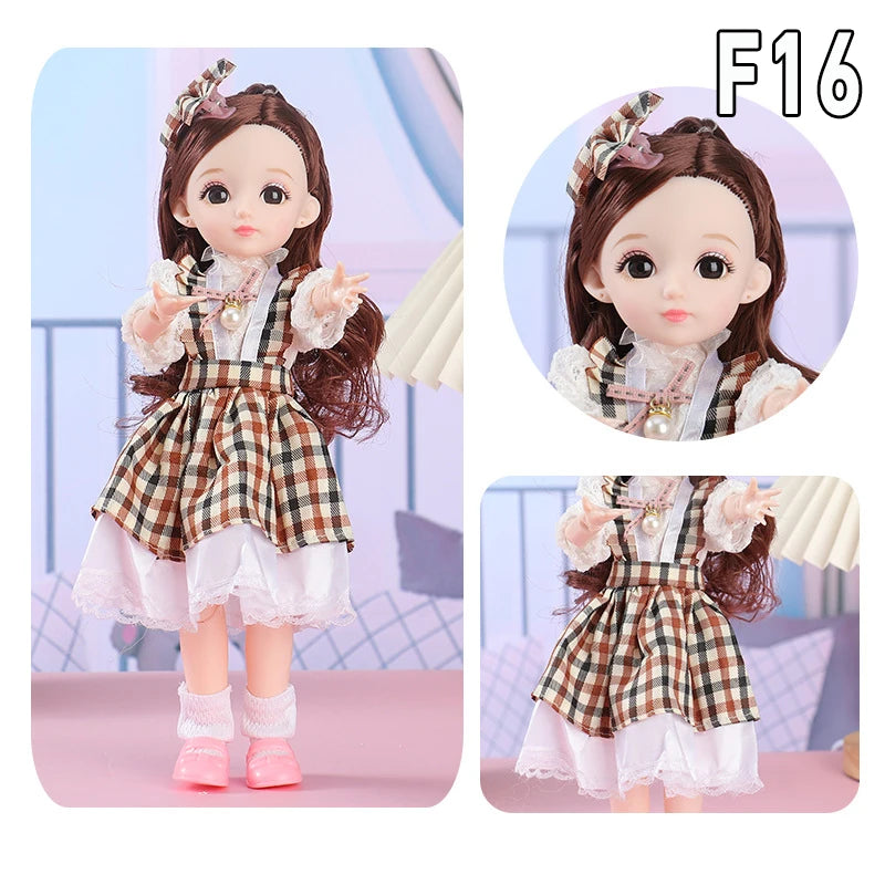 12 Inch 30cm 1/6 Girl Bjd Dolls with Clothes Skirt Hat Headdress Dress Up DIY Toys Dollhouse